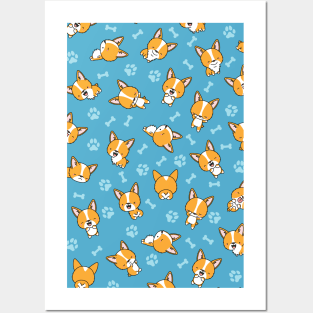 Kawaii Corgi Dogs Posters and Art